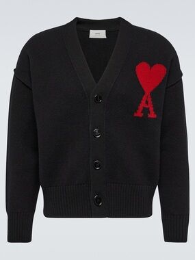 Ami Paris Ami De Cœur virgin wool cardigan